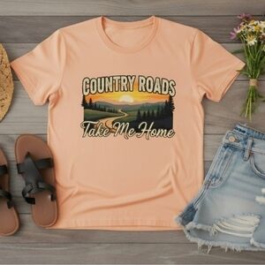 Country Roads Take Me Home Graphic Tee | Retro Country Music Shirt | Western